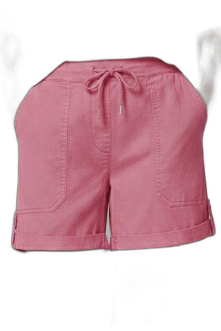 Effortless Blue Linen Shorts for Women with High Waisted Drawstring Pockets Casual Style