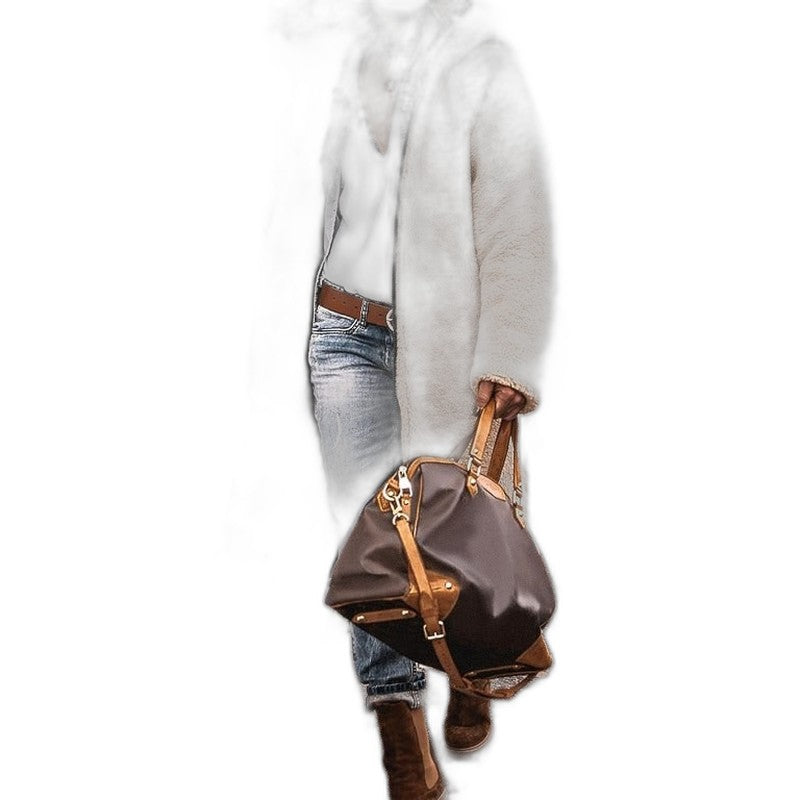 Effortless Brown Coat for Women with Collared Long Sleeve Belted Oversized Casual Style