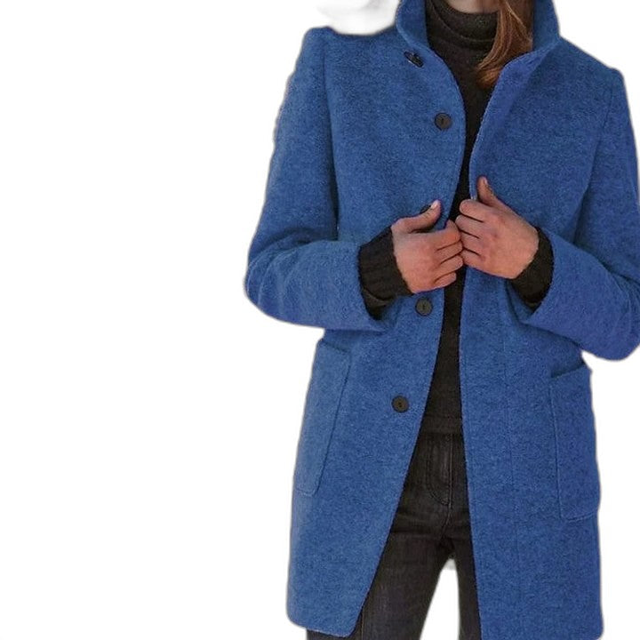 Effortless Brown Coat for Women with Collared Long Sleeve Button Front Casual Style