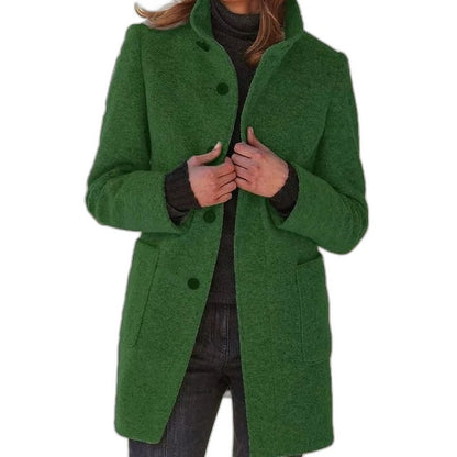 Effortless Brown Coat for Women with Collared Long Sleeve Button Front Casual Style