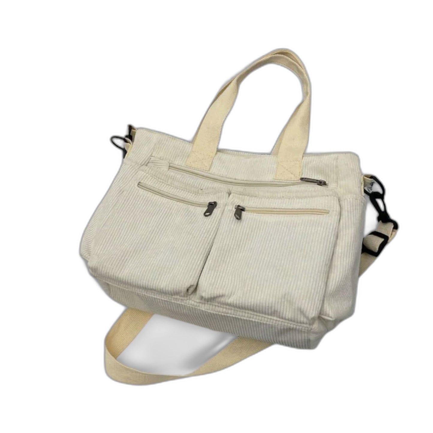 Effortless Brown Corduroy Tote Bag for Women with Pockets Casual Style