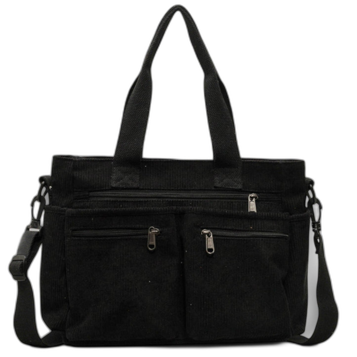 Effortless Brown Corduroy Tote Bag for Women with Pockets Casual Style