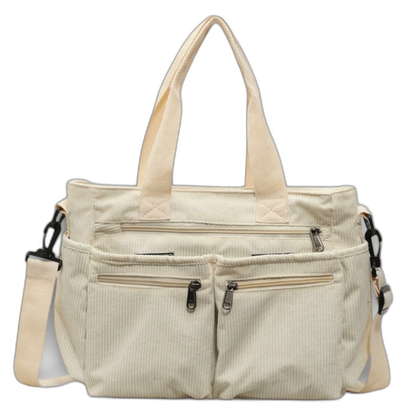 Effortless Brown Corduroy Tote Bag for Women with Pockets Casual Style