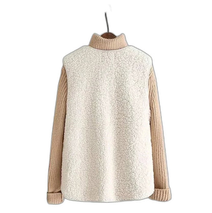 Effortless Brown Fleece Sweater Vest for Women with Collared Sleeveless Button Front Pockets Casual Style