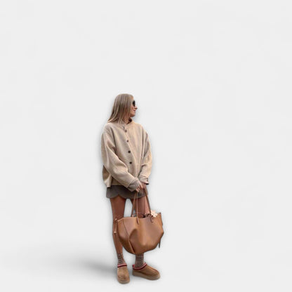 Effortless Brown Leather Bucket Bag for Women with Casual Style