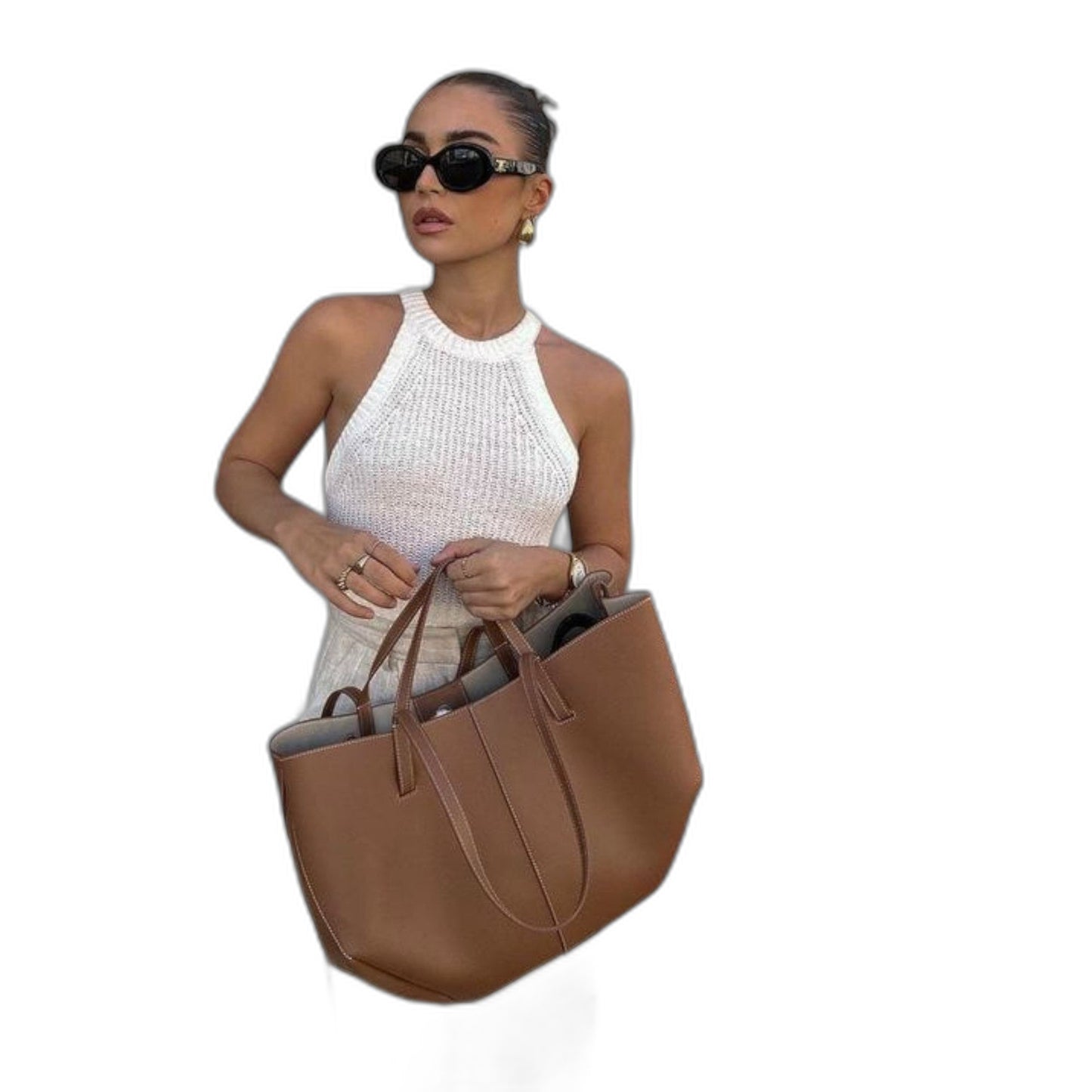 Effortless Brown Leather Bucket Bag for Women with Casual Style