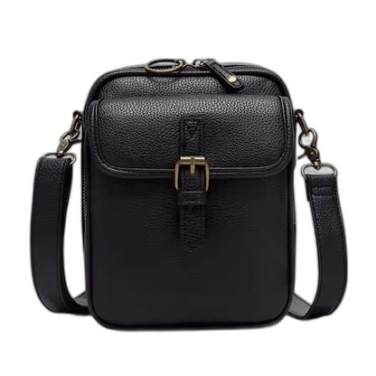 Effortless Brown Leather Crossbody Bag for Women with Buckle Shoulder Casual Style