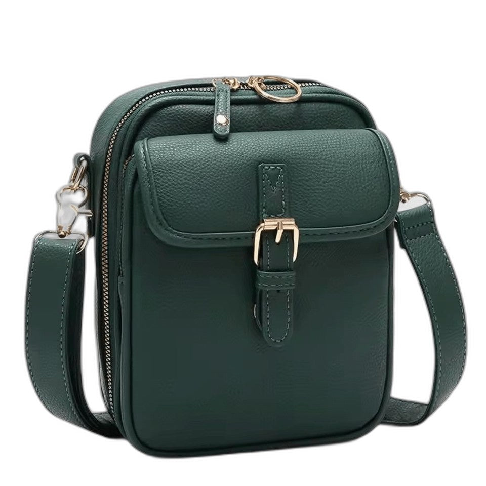 Effortless Brown Leather Crossbody Bag for Women with Buckle Shoulder Casual Style