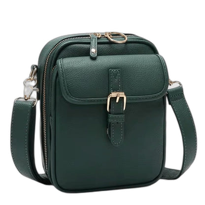 Effortless Brown Leather Crossbody Bag for Women with Buckle Shoulder Casual Style
