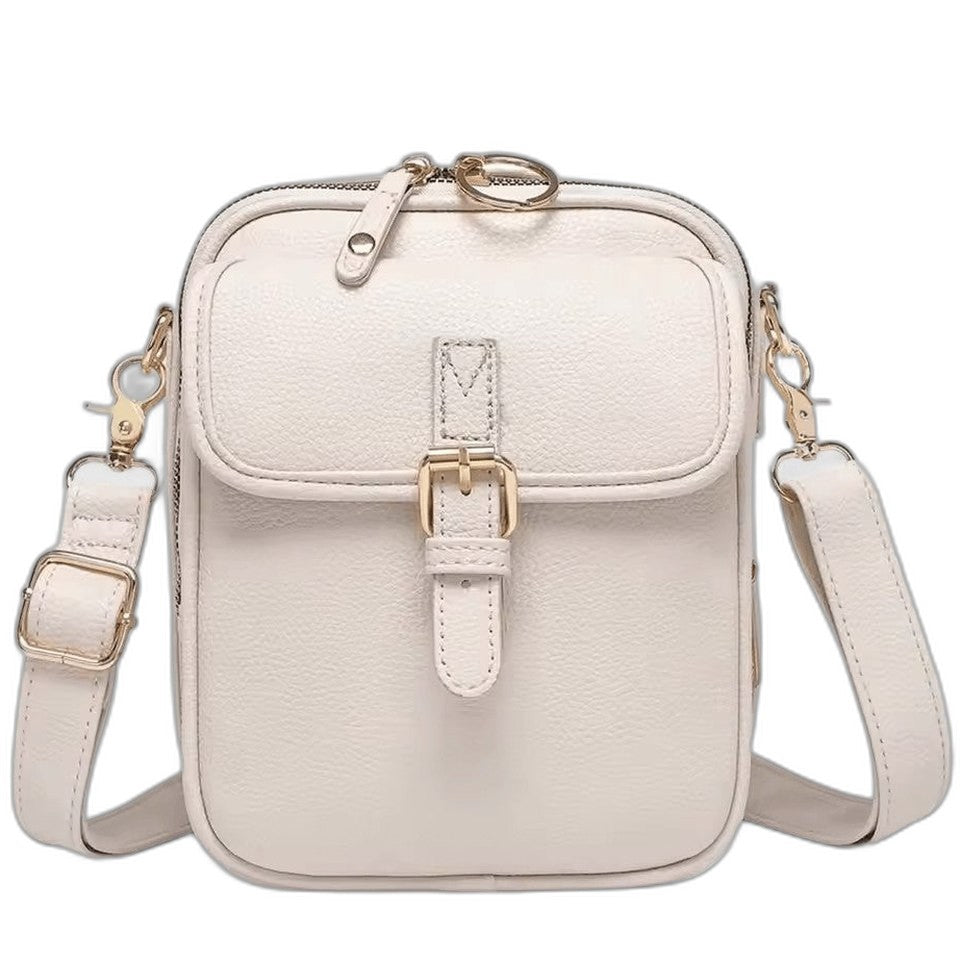 Effortless Brown Leather Crossbody Bag for Women with Buckle Shoulder Casual Style