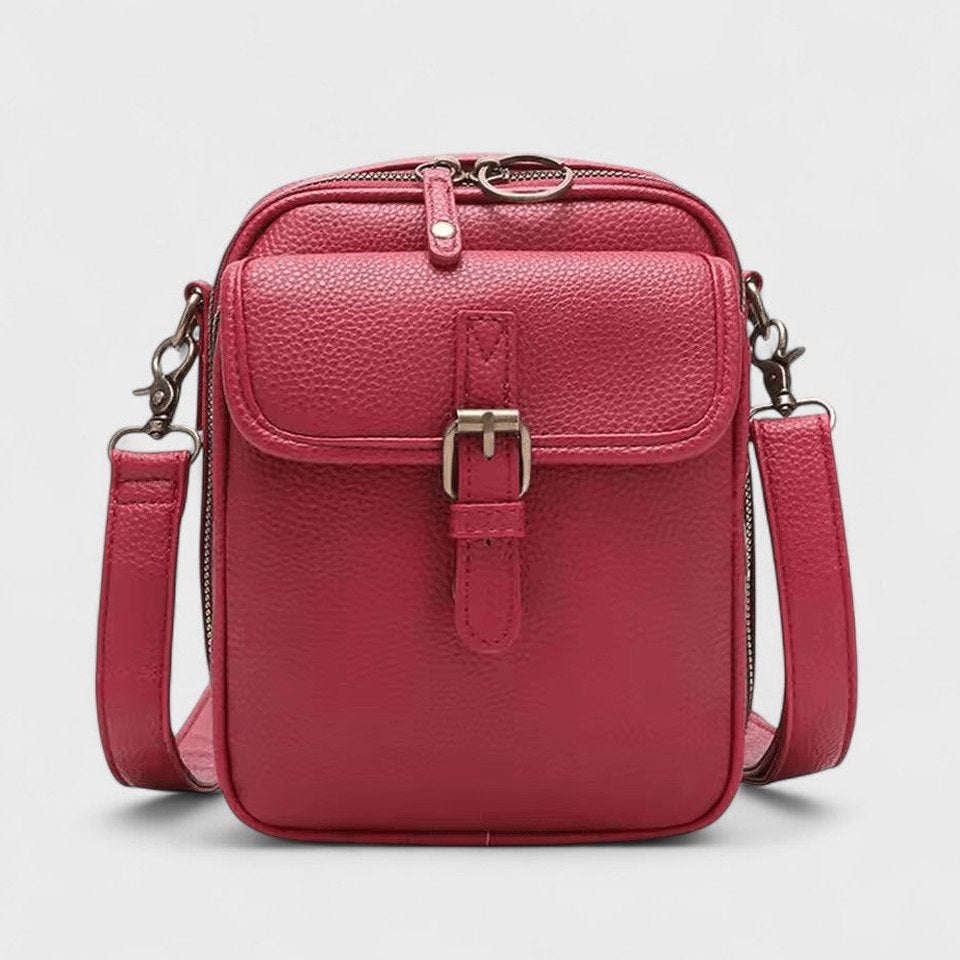 Effortless Brown Leather Crossbody Bag for Women with Buckle Shoulder Casual Style