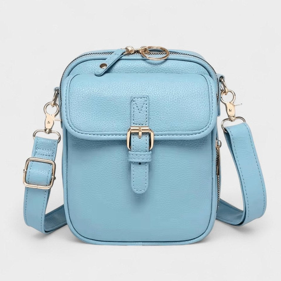Effortless Brown Leather Crossbody Bag for Women with Buckle Shoulder Casual Style