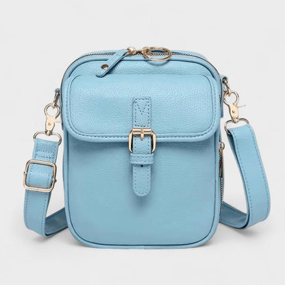 Effortless Brown Leather Crossbody Bag for Women with Buckle Shoulder Casual Style