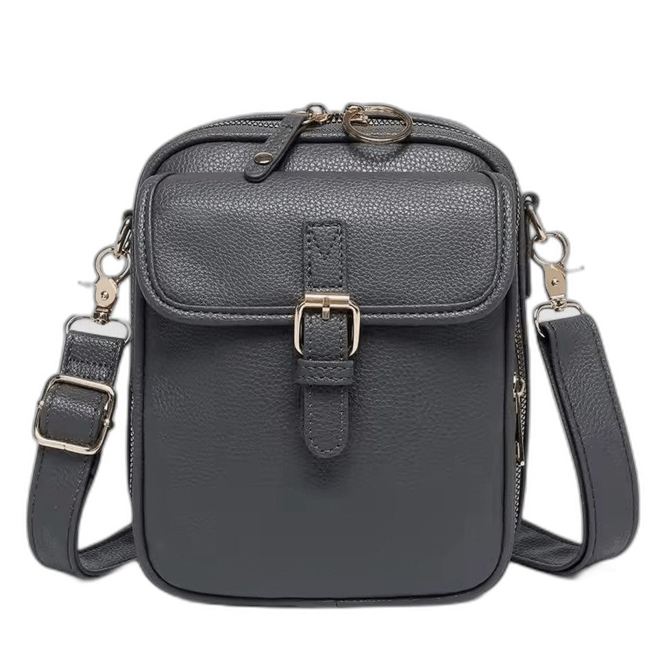 Effortless Brown Leather Crossbody Bag for Women with Buckle Shoulder Casual Style