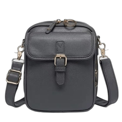 Effortless Brown Leather Crossbody Bag for Women with Buckle Shoulder Casual Style
