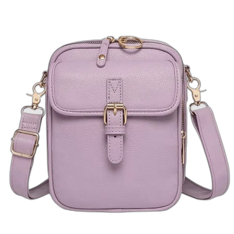 Effortless Brown Leather Crossbody Bag for Women with Buckle Shoulder Casual Style