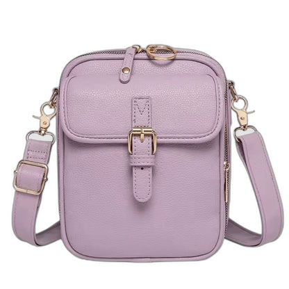 Effortless Brown Leather Crossbody Bag for Women with Buckle Shoulder Casual Style