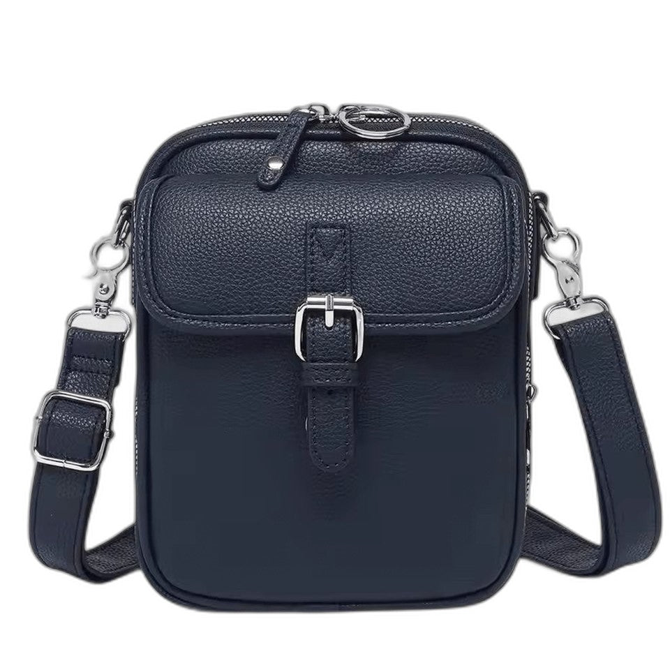 Effortless Brown Leather Crossbody Bag for Women with Buckle Shoulder Casual Style