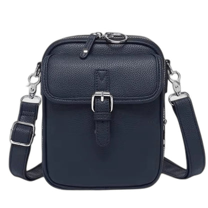 Effortless Brown Leather Crossbody Bag for Women with Buckle Shoulder Casual Style