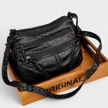 Effortless Brown Leather Crossbody Bag for Women with Chain Strap Casual Style