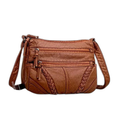 Effortless Brown Leather Crossbody Bag for Women with Chain Strap Casual Style