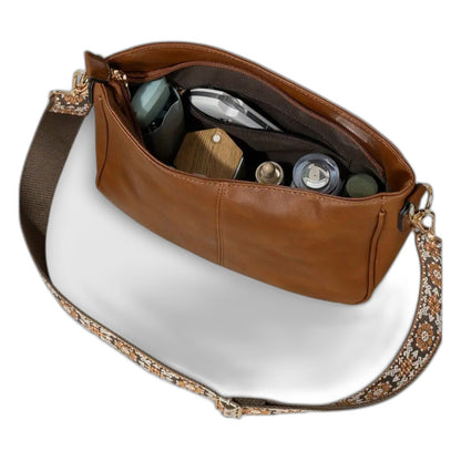 Effortless Brown Leather Crossbody Bag for Women with Shoulder Casual Style