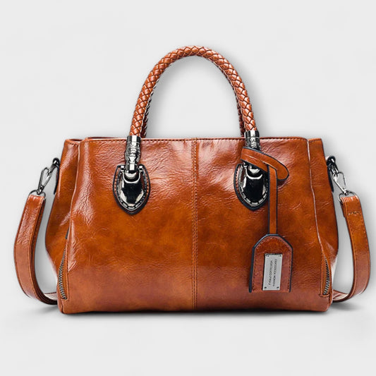 Effortless Brown Leather Satchel Bag for Women with Casual Style
