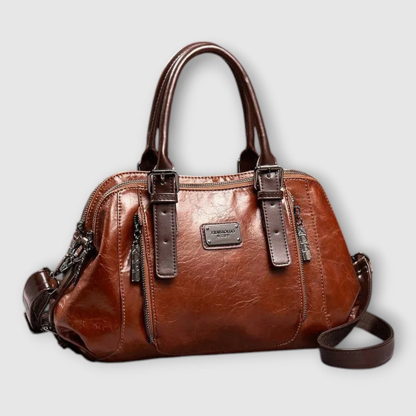 Effortless Brown Leather Satchel Bag for Women with Casual Style