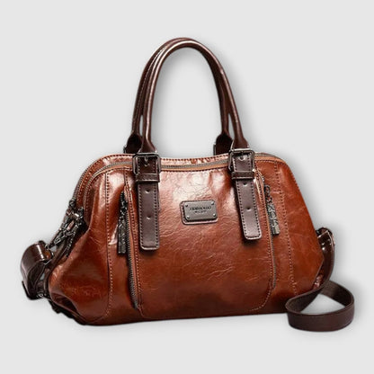 Effortless Brown Leather Satchel Bag for Women with Casual Style