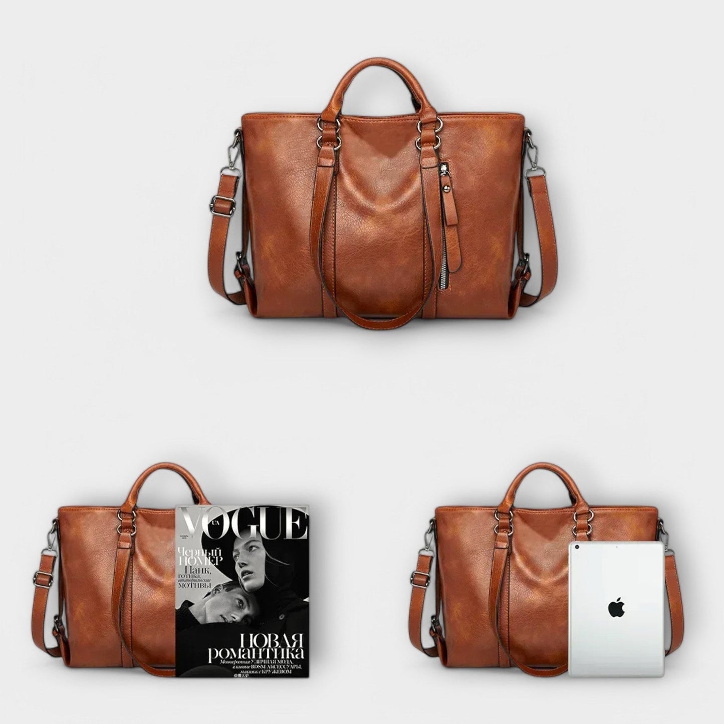 Effortless Brown Leather Satchel Bag for Women with Casual Style