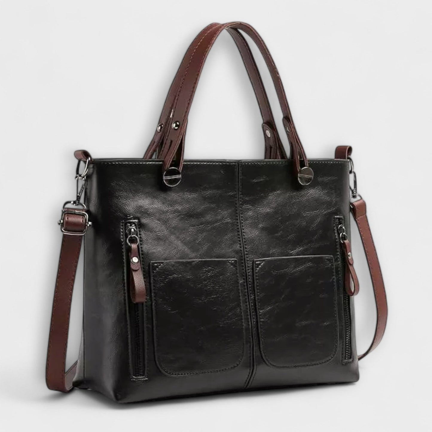 Effortless Brown Leather Satchel Bag for Women with Pockets Casual Style