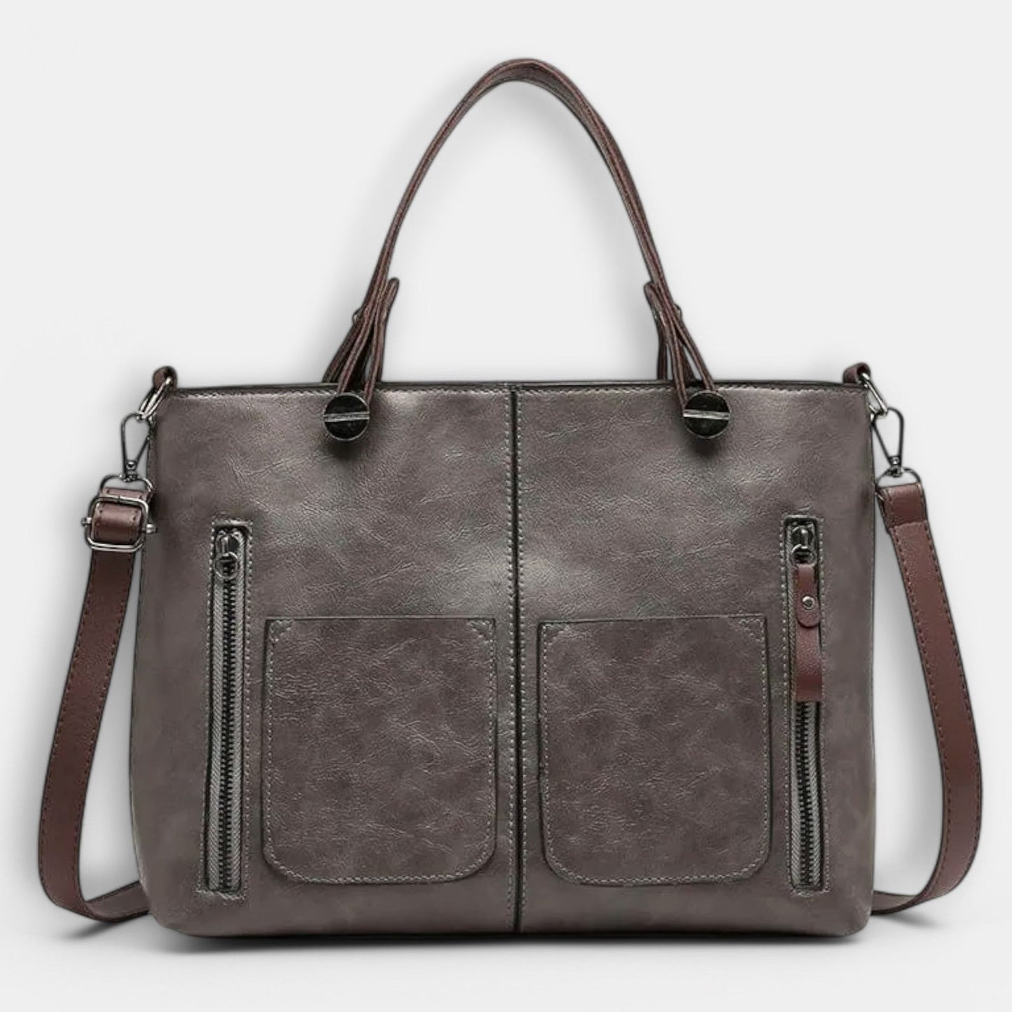 Effortless Brown Leather Satchel Bag for Women with Pockets Casual Style