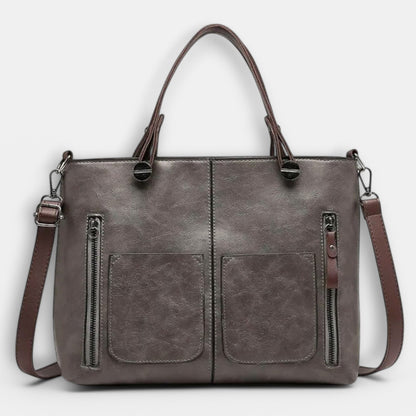 Effortless Brown Leather Satchel Bag for Women with Pockets Casual Style