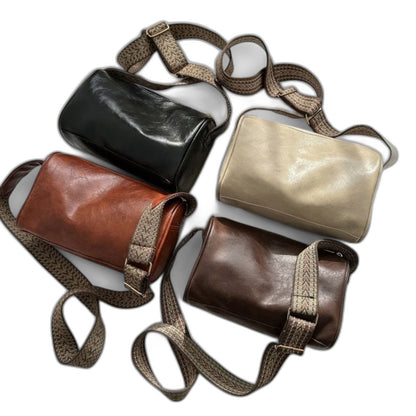 Effortless Brown Leather Shoulder Bag for Women with Buckle Crossbody Casual Style