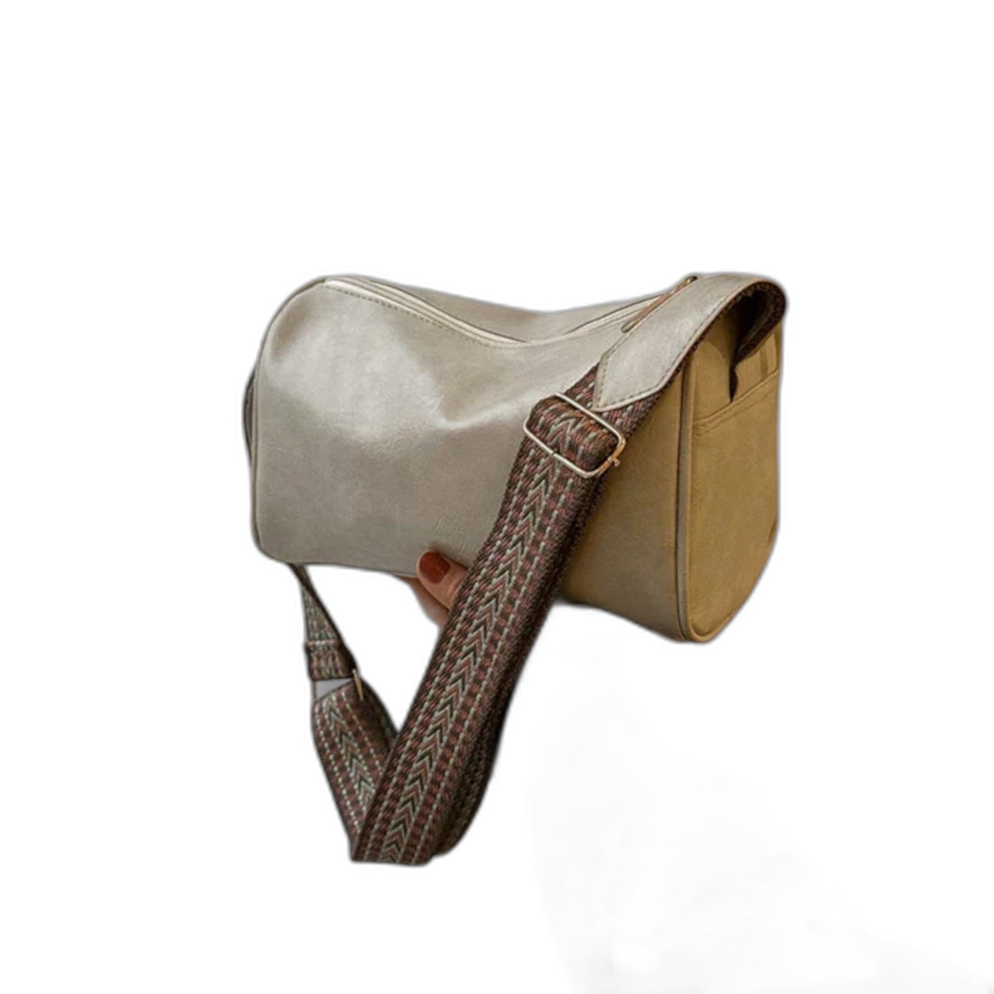 Effortless Brown Leather Shoulder Bag for Women with Buckle Crossbody Casual Style