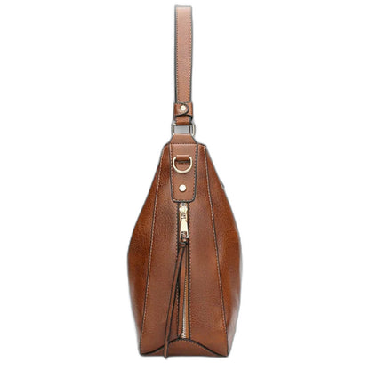 Effortless Brown Leather Shoulder Bag for Women with Casual Style