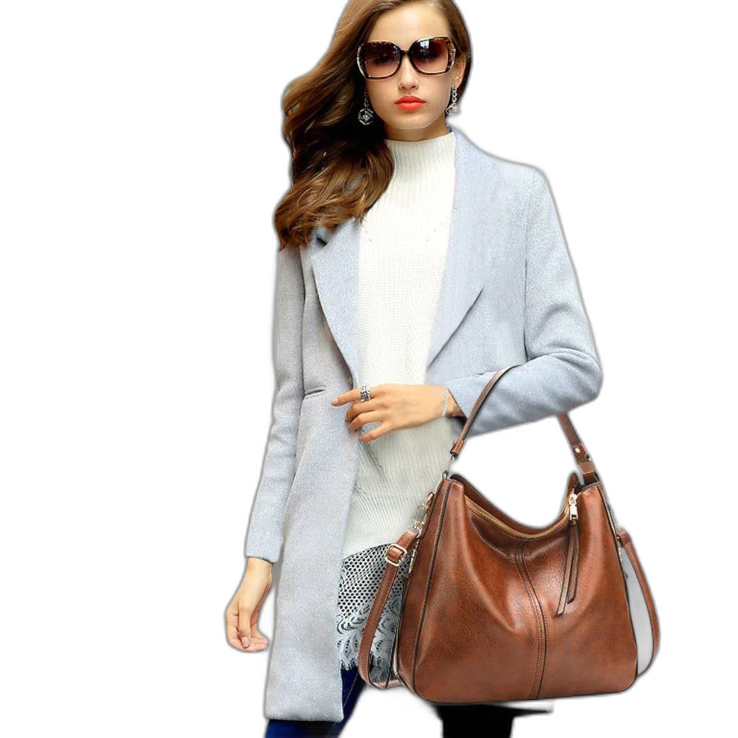 Effortless Brown Leather Shoulder Bag for Women with Casual Style