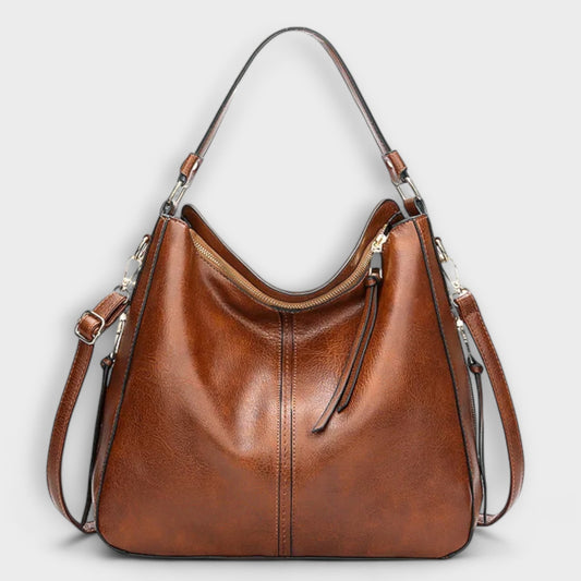 Effortless Brown Leather Shoulder Bag for Women with Casual Style