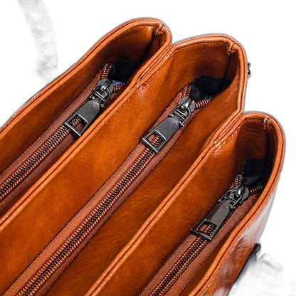 Effortless Brown Leather Shoulder Bag for Women with Casual Style
