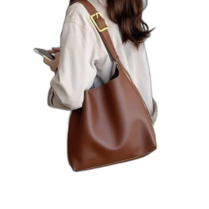 Effortless Brown Leather Shoulder Bag for Women with Casual Style