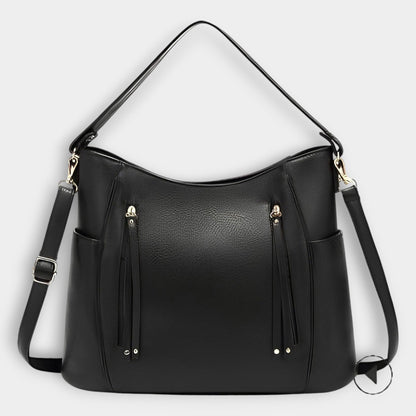 Effortless Brown Leather Shoulder Bag for Women with Pockets Casual Style
