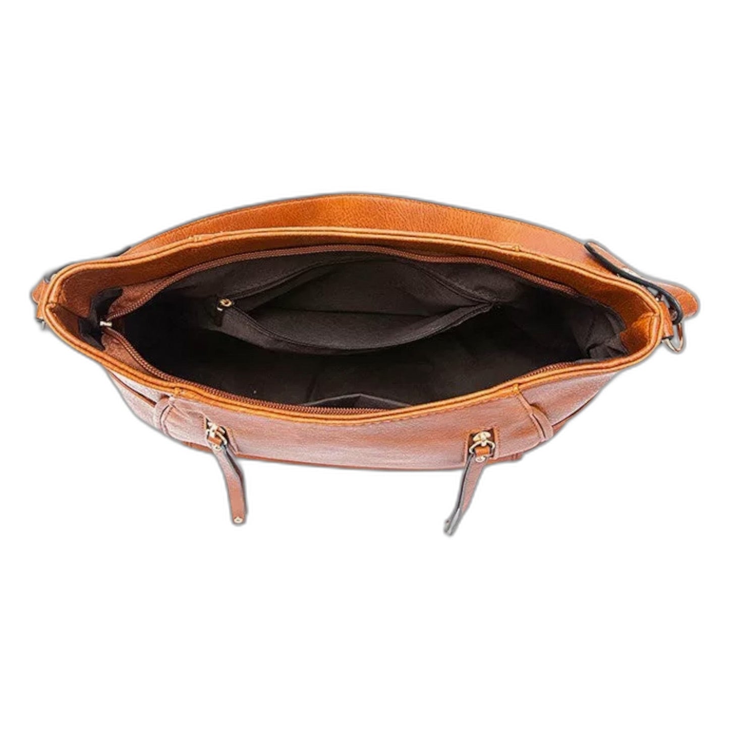 Effortless Brown Leather Shoulder Bag for Women with Pockets Casual Style