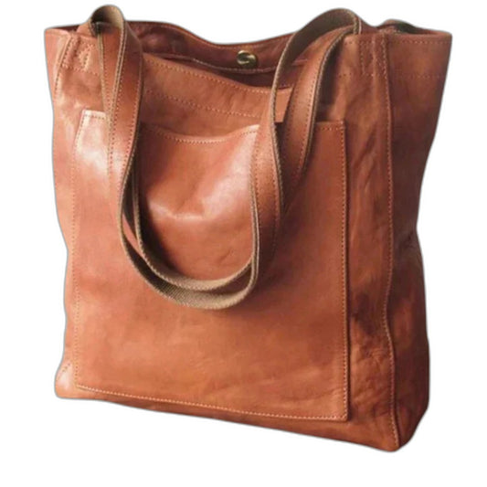 Effortless Brown Leather Tote Bag for Women with Casual Style