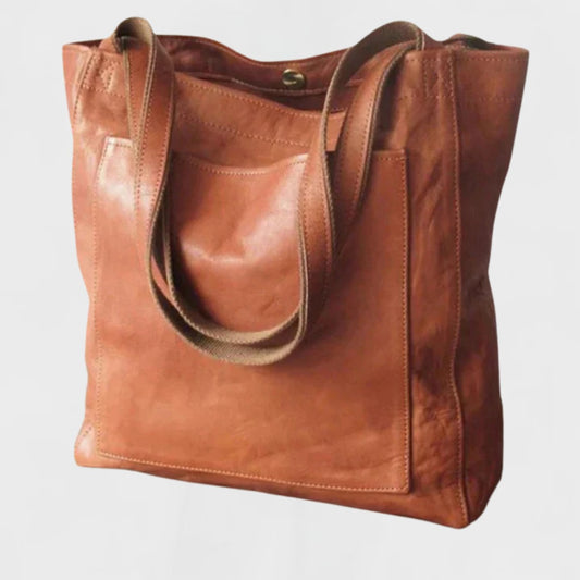 Effortless Brown Leather Tote Bag for Women with Casual Style