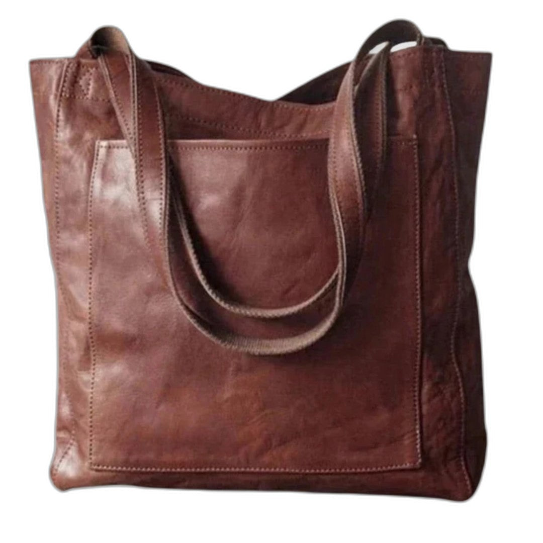 Effortless Brown Leather Tote Bag for Women with Casual Style
