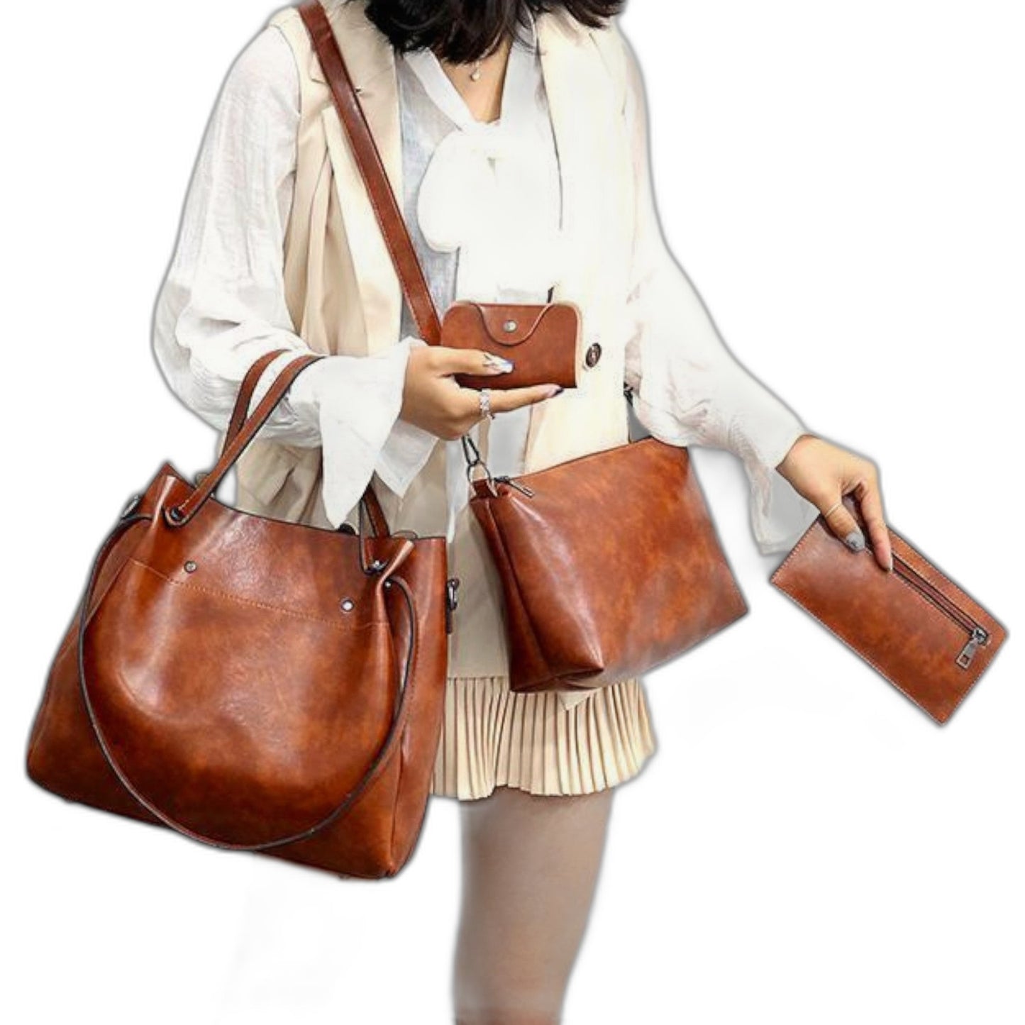 Effortless Brown Leather Tote Bag for Women with Casual Style