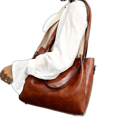 Effortless Brown Leather Tote Bag for Women with Casual Style