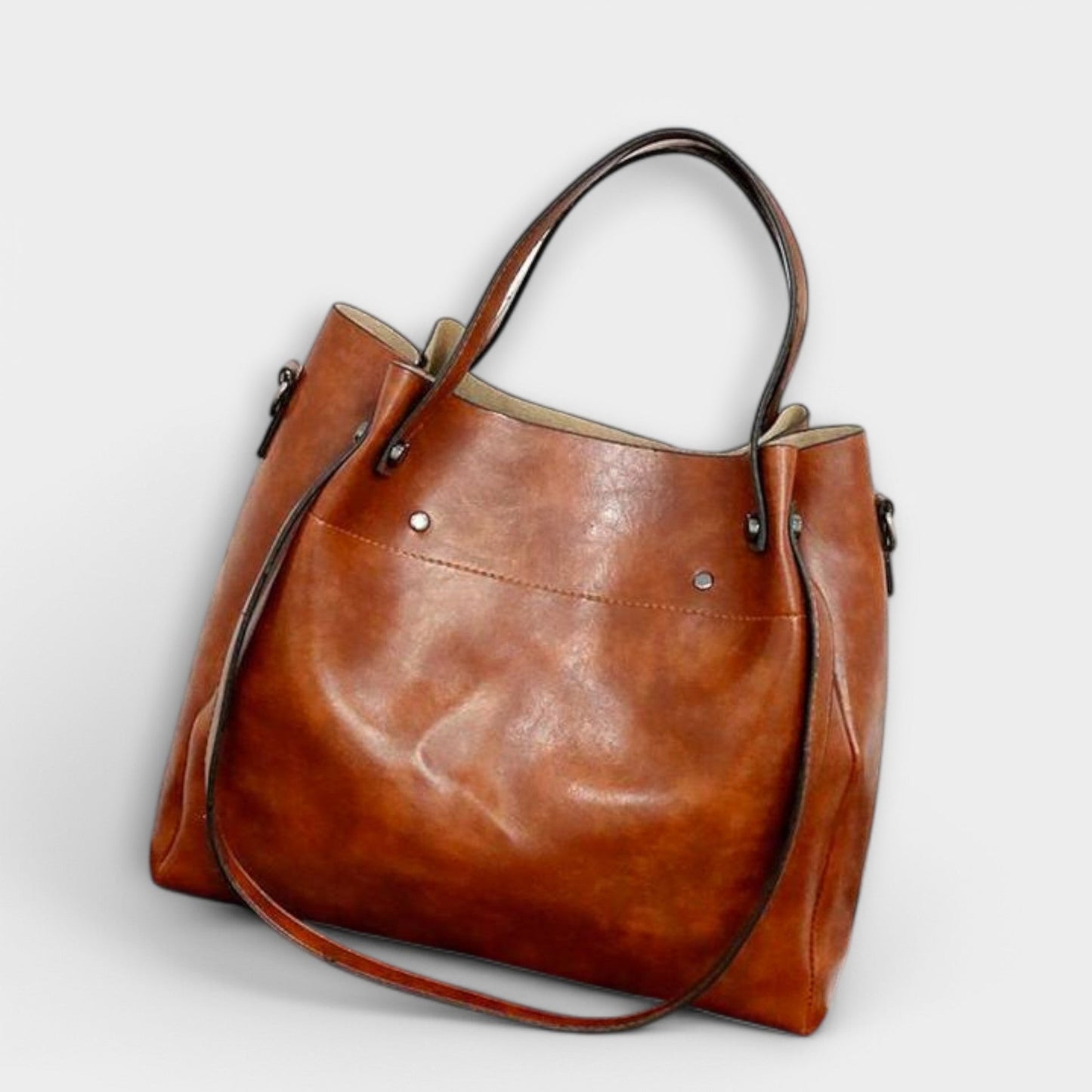 Effortless Brown Leather Tote Bag for Women with Casual Style