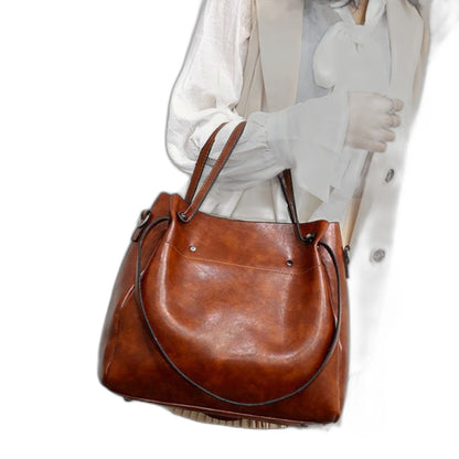 Effortless Brown Leather Tote Bag for Women with Casual Style
