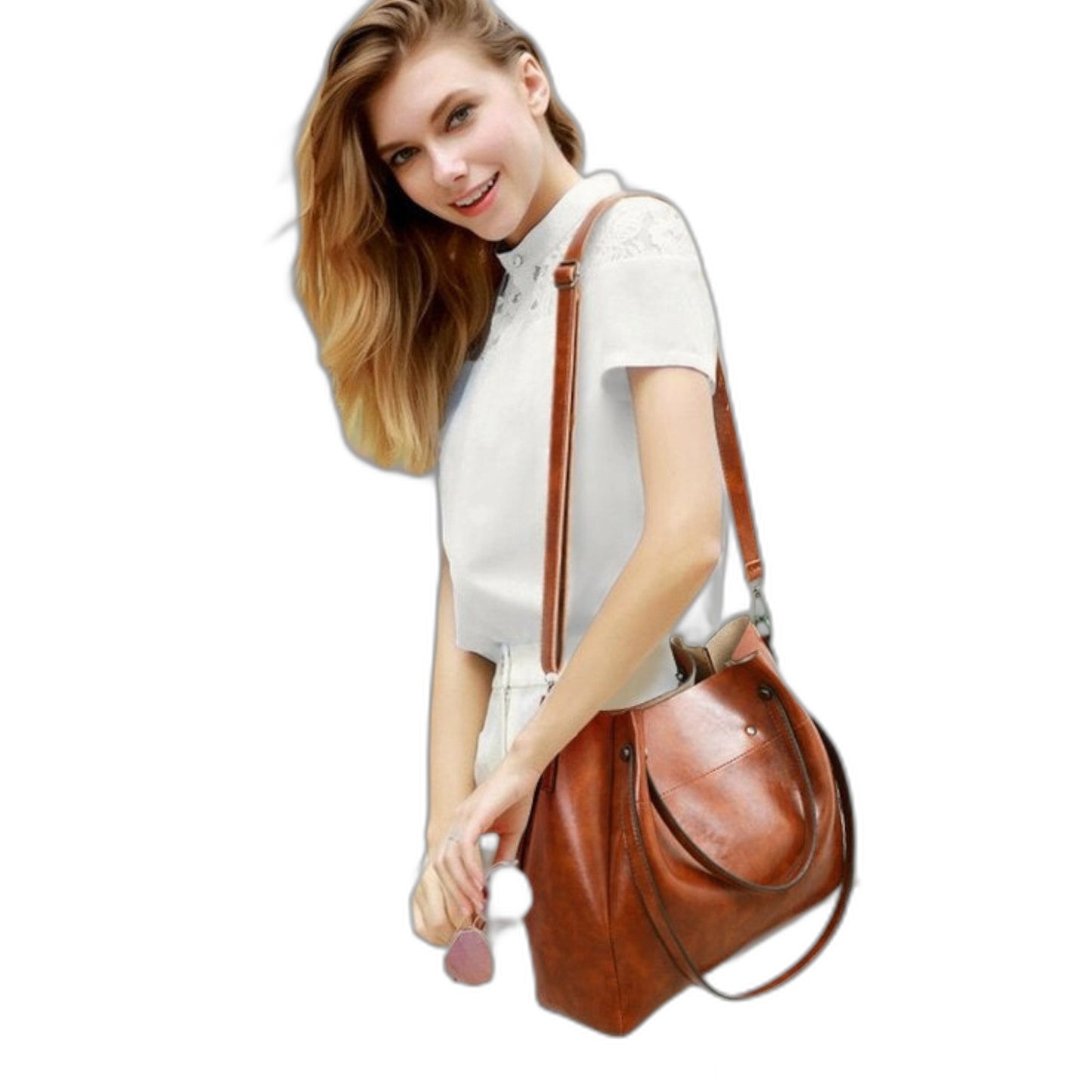 Effortless Brown Leather Tote Bag for Women with Casual Style